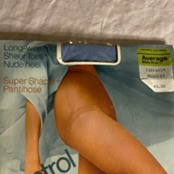 Vintage JCPenney Control Top Super Sheer Pantyhose Average Misty Blue 41 - Picture 2 of 3